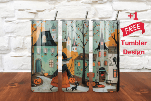 20oz Halloween Tumbler Wrap PNG, Witch