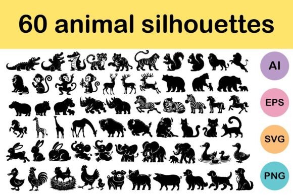 60 Animal Silhouettes