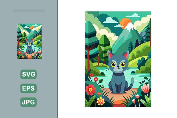 Animals Cat Cute Landscape Background