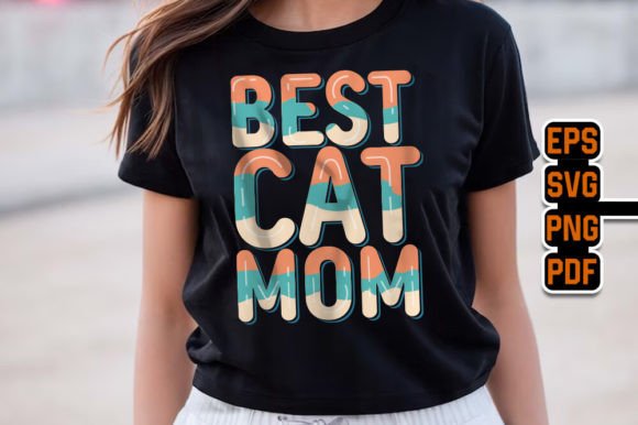 Best Cat Mom Trendy Mom T-Shirt Design