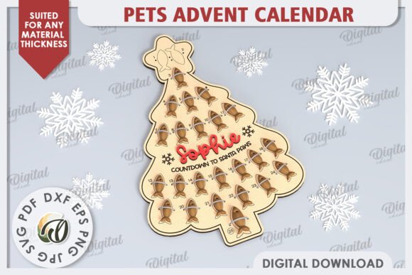 Cat Advent Calendar Laser Cut Design