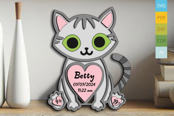 Cat Baby Birth Announcement Sign Newborn