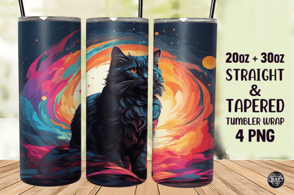 Cat Colorful Swirl Tumbler Wrap 20oz