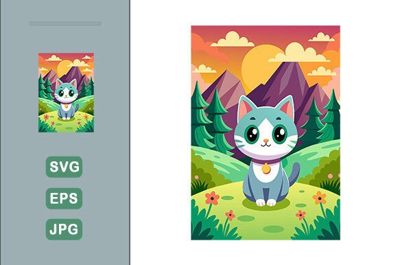 Cat Cute Landscape Background