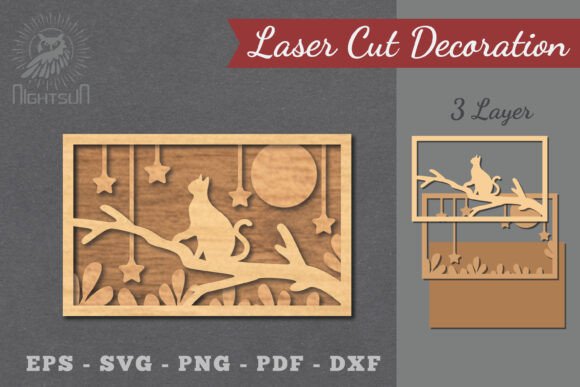 Cat in the Tree Laser Cut Home Decor SVG