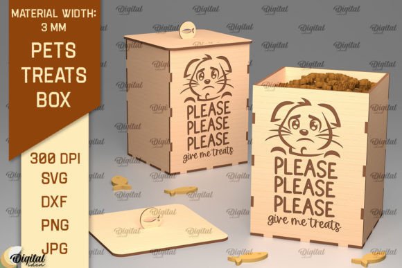 Cat Treats Box LaserCut. Storage Box SVG