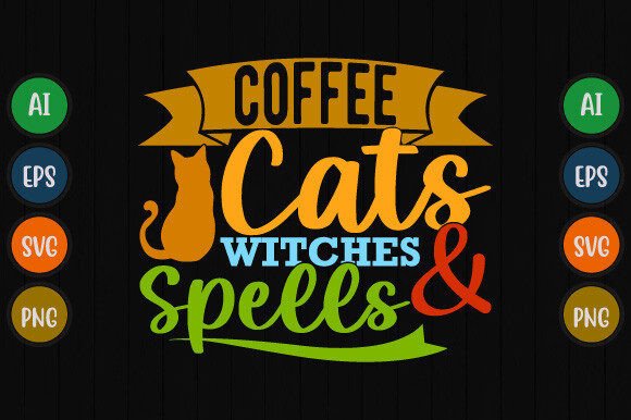 Coffee Cats Witches and Spells Graphic