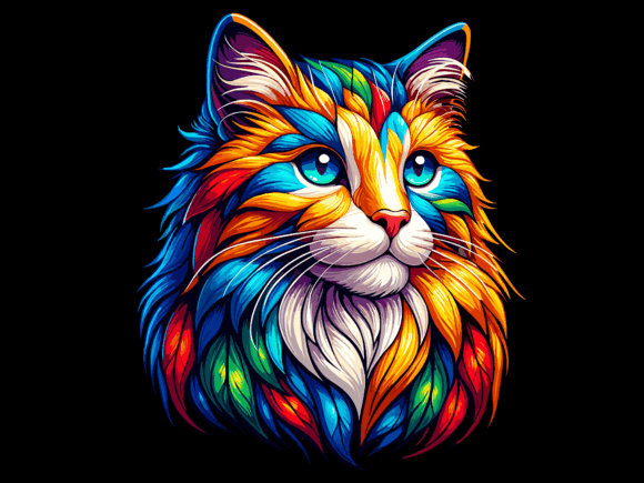 Colorful Cat Illustration T-Shirt Design