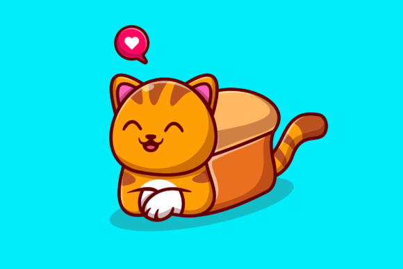 Cute Cat Bread Cartoon Illustration
