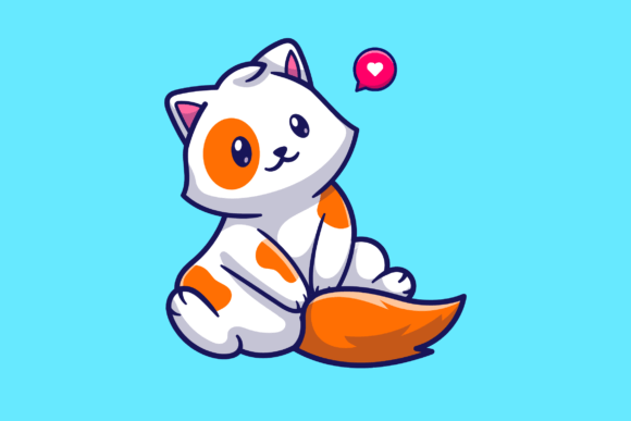 Cute Cat Sitting Cartoon Illustration