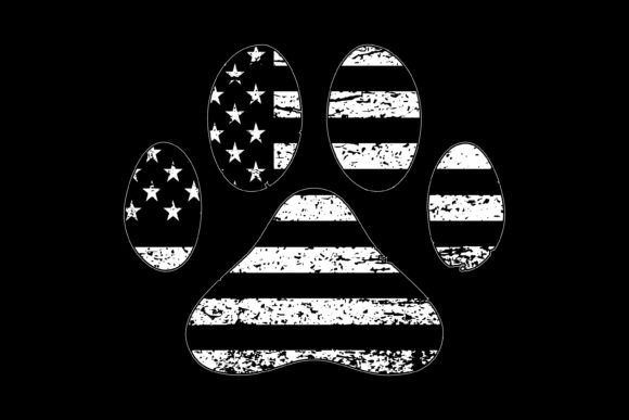 Dog Paw with American Flag Patriotic