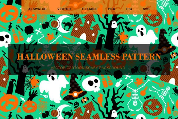 Halloween Scary Seamless Pattern