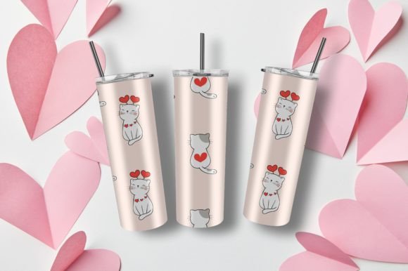 Love Cat Heart Tumbler Wrap Valentine's