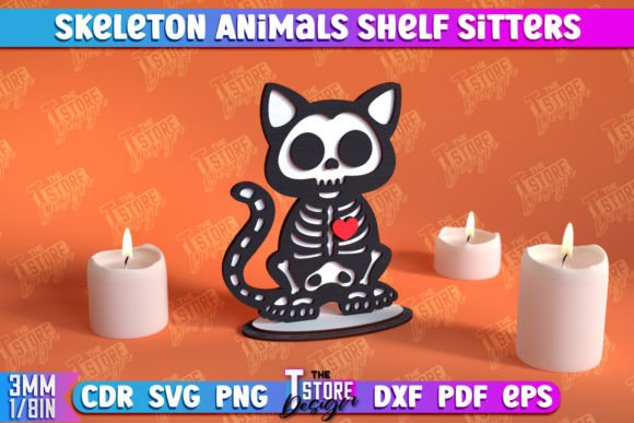 Skeleton Cat Shelf Sitter CNC File