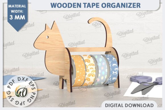 Tape Organizer Laser Cut. Cat SVG