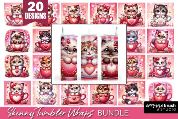 Valentine Cat Tumbler Sublimation Bundle