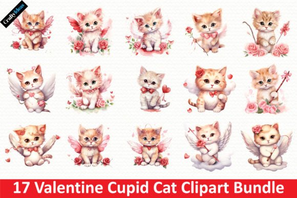 Valentine Cupid Cat Clipart