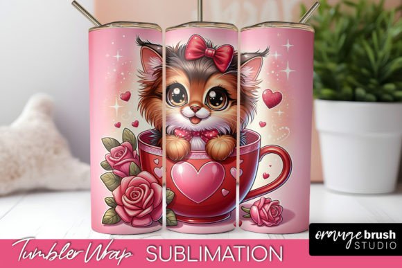 Valentine’s Day Cat Skinny Tumbler Wrap