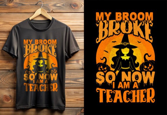 Vintage My Broom Broke Halloween T-Shirt
